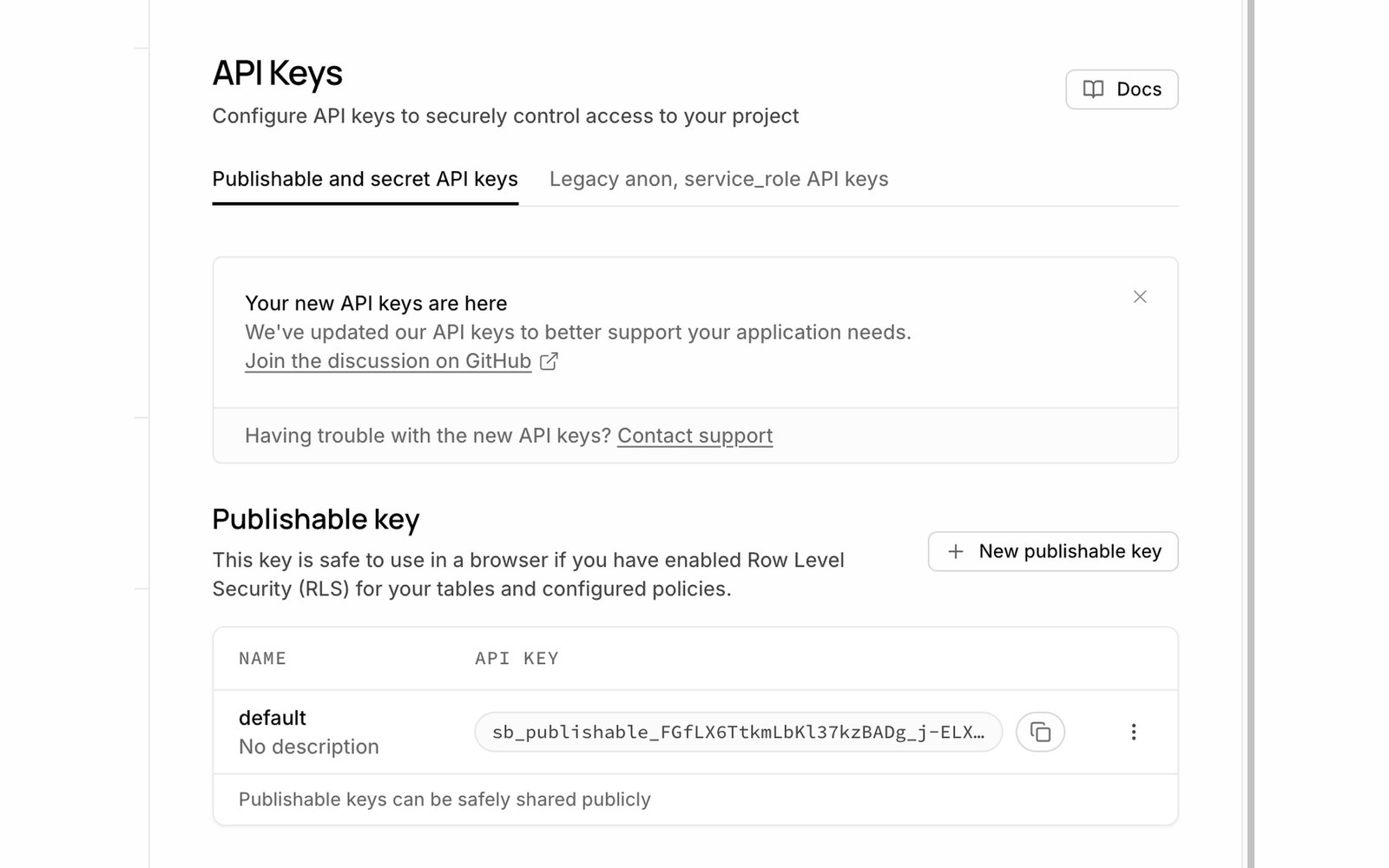 API Keys 화면