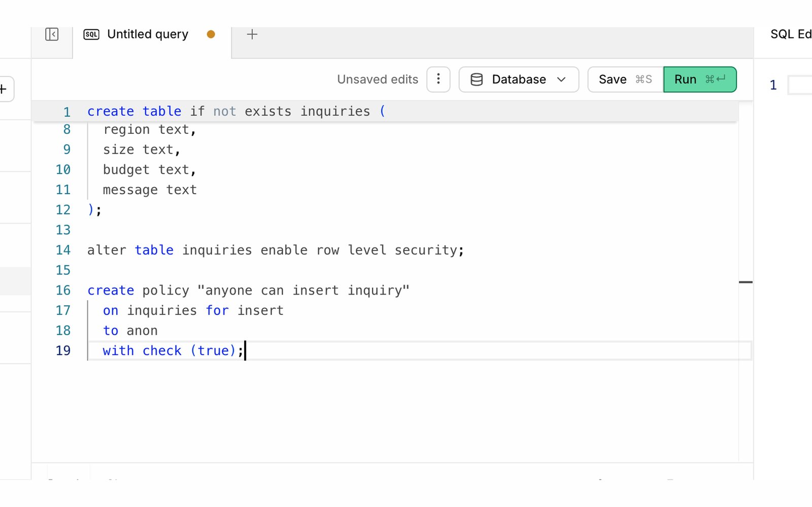 SQL 에디터